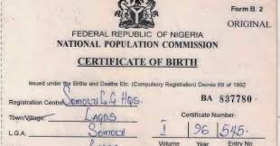 national population commission nigeria birth certificate