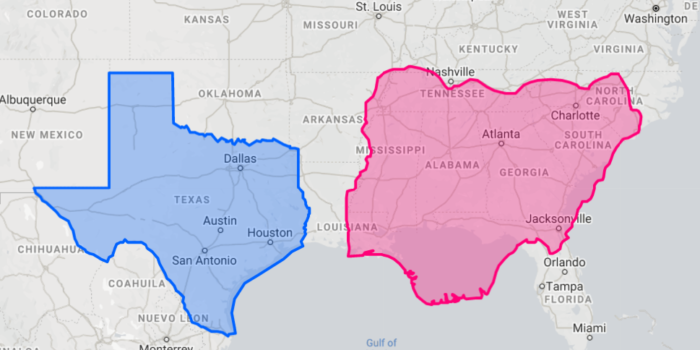 nigeria and texas map