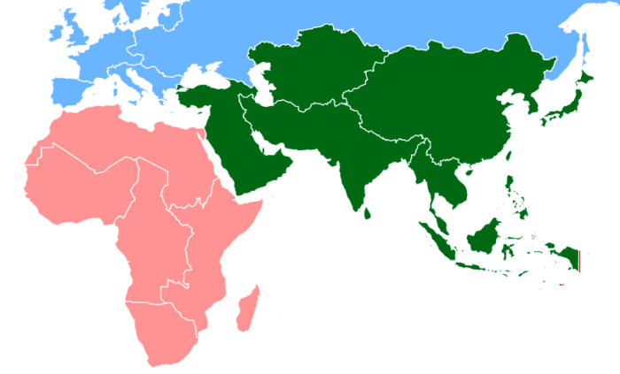 Map of Africa vs. Map of Asia